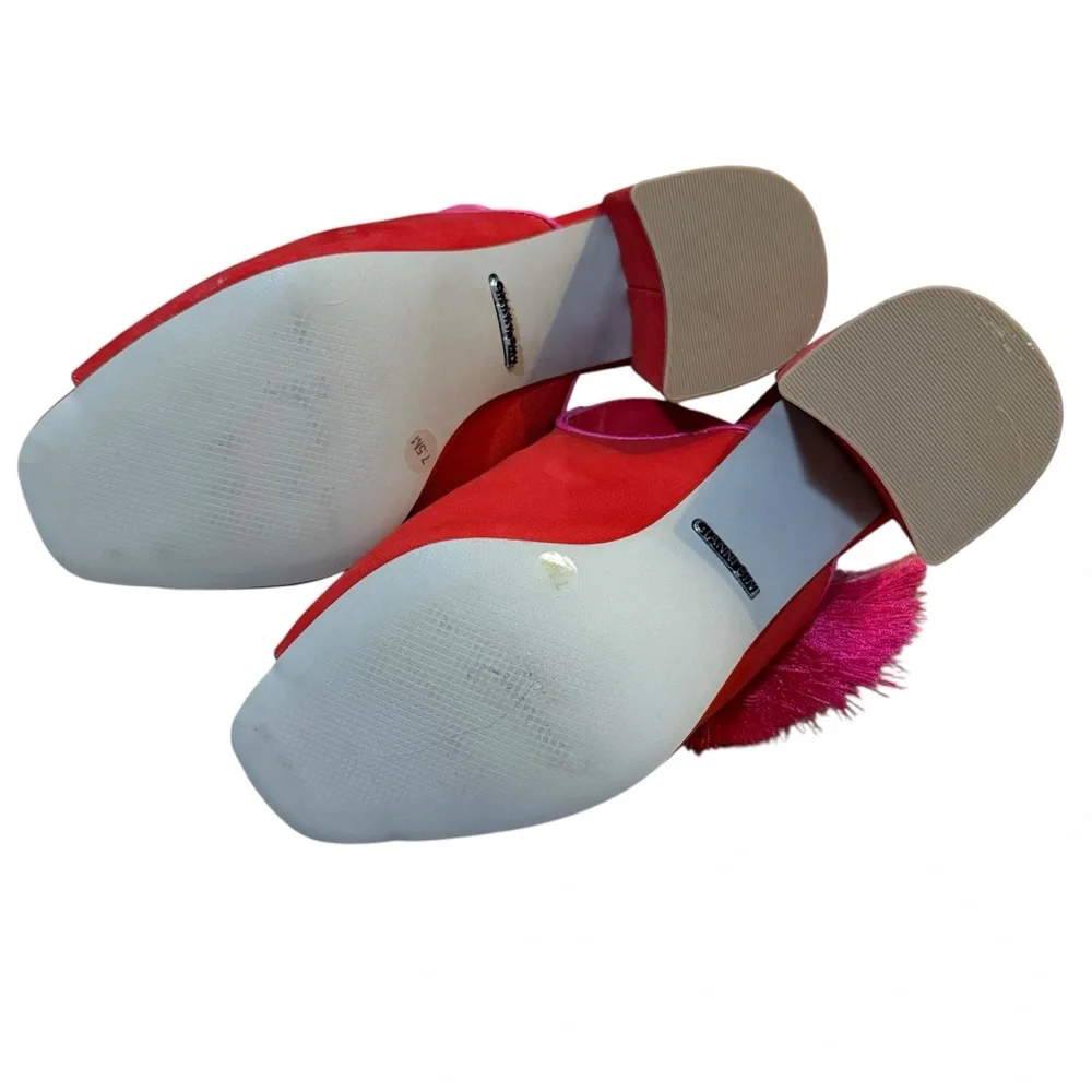 Giani Bernini Red Orange and Pink Tassel Mules - Picture 7 of 8
